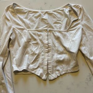 White Long Sleeve Crop Top Womens Small